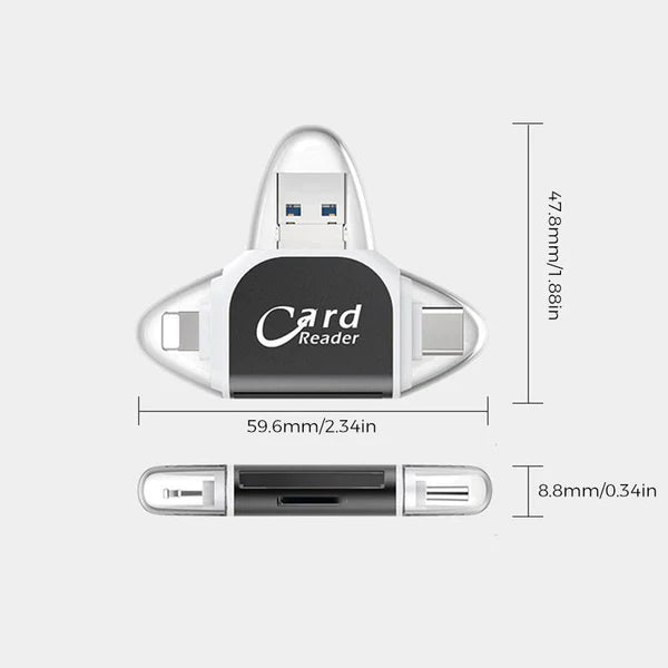 4-IN-1 UNIVERSELE MULTI-POORT SD/TF KAARTLEZER