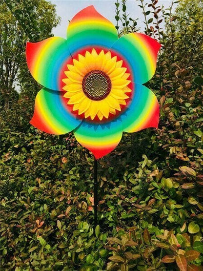 Kleurrijke zonnebloemwindmolen - voor decoratie in de tuin🌻