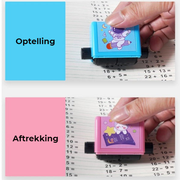 Rekenoefeningen Rolstempel (optellen, aftrekken, vermenigvuldigen, delen)