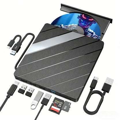 Universele Laptop CD/DVD Speler en Brander USB C 3.0 met SD/TF-kaartsleuf en 3 USB-poorten