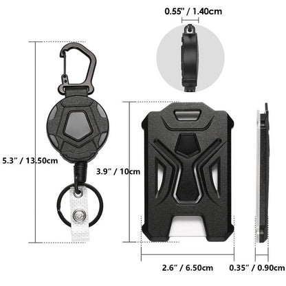 Robuuste combinatie van badge en sleutel met intrekbaar koord