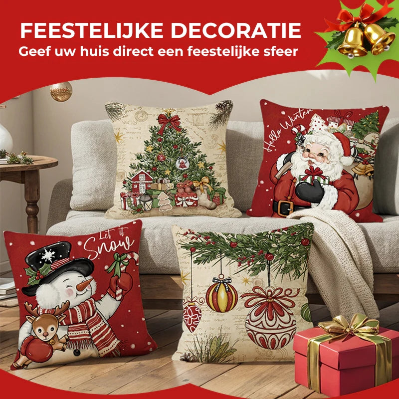 Kussenhoes met kerstmotief