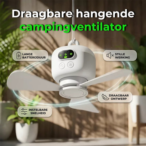 Oplaadbare Ventilator met LEDverlichting – Overal verkoeling en helder licht ✨