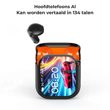Bluetooth 5.3 Open-Ear Sportoordopjes met AI-vertaler en Touchscreen-Oplaadcase
