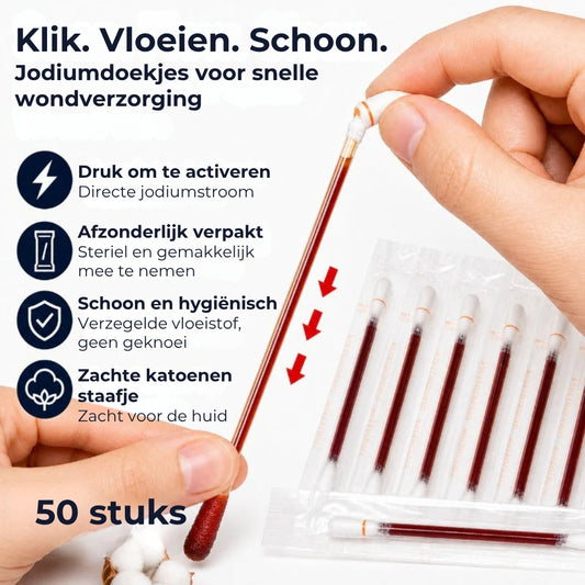 Jodium Wattenstaafjes - 50 Stuks
