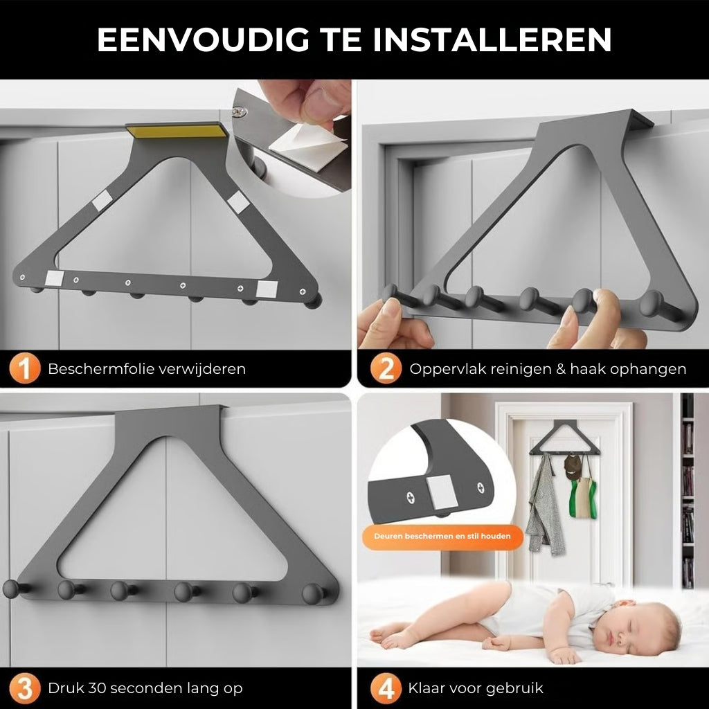 🏠 Deurhanger organizer in koolstofstaal