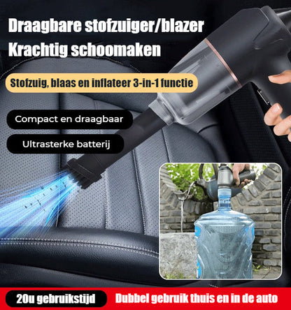 🏆Blaas, stofzuig en inflateer Alles-In-Één Draadloze Stofzuiger voor thuis en in de auto