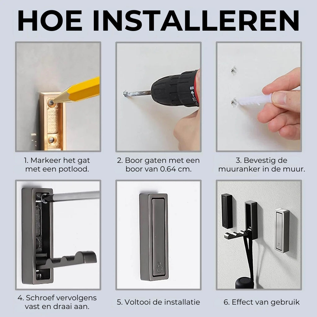 Moderne opvouwbare muurhaak (4st)