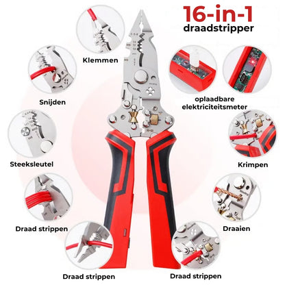 16-in-1 Draadstripper & Spanningstester, AC/DC-detectie,...