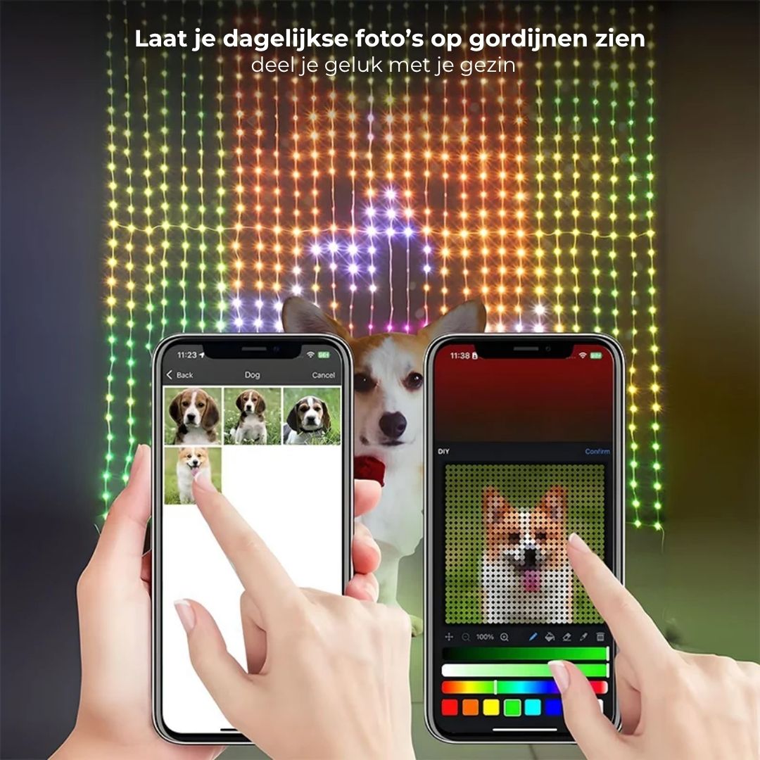 Smart LED-gordijnslinger - Eigen keuze lichtdesign via APP