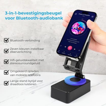 3-in-1 Opvouwbare Luidsprekerstandaard met Ingebouwde Powerbank