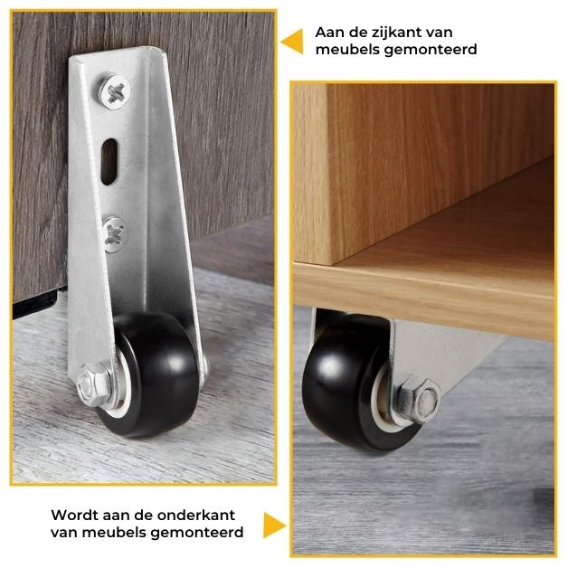 Soepele Zwenkwielen voor Meubels en Deuren - 2 Stuks