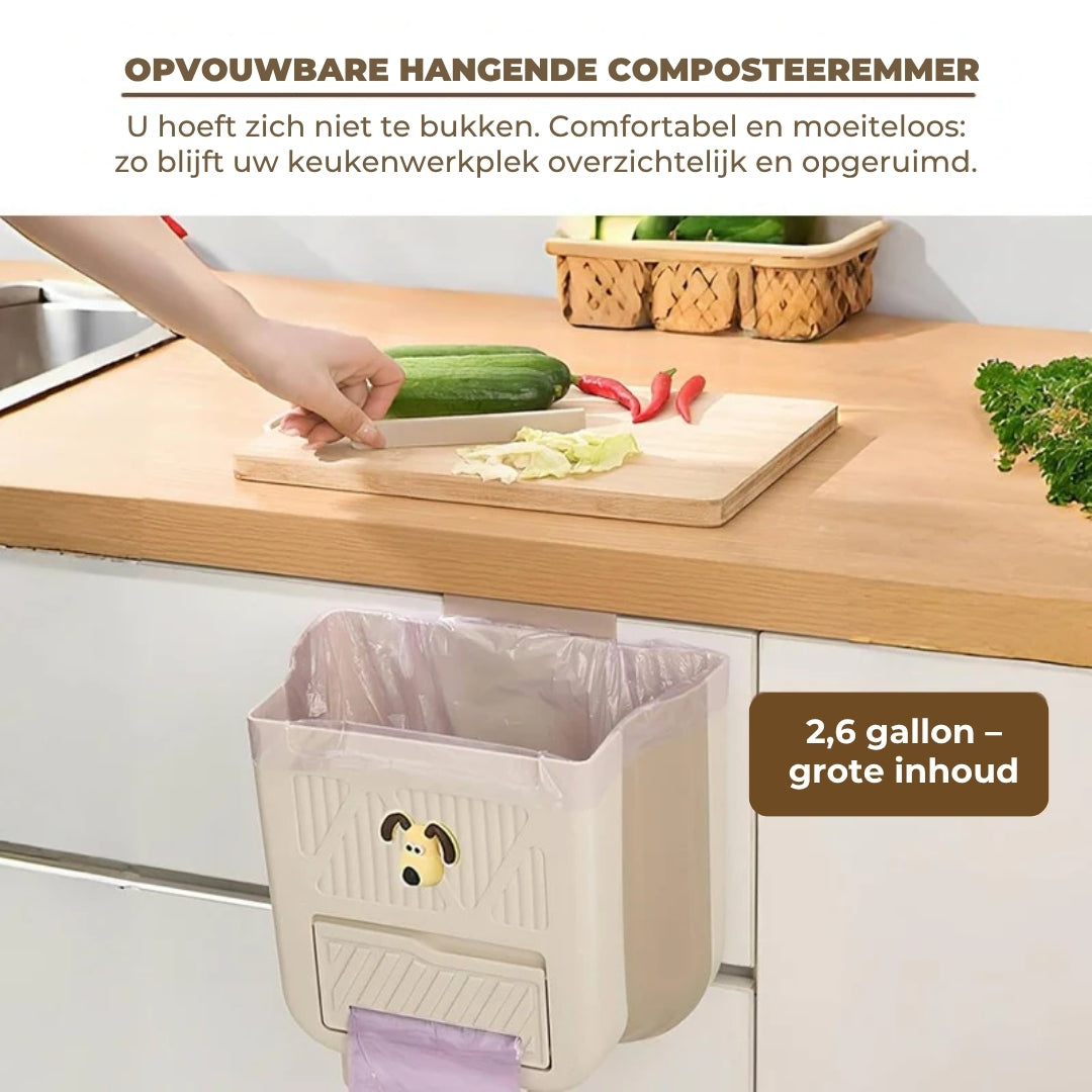 Ruimtebesparende opvouwbare afvalbak