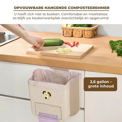 Ruimtebesparende opvouwbare afvalbak