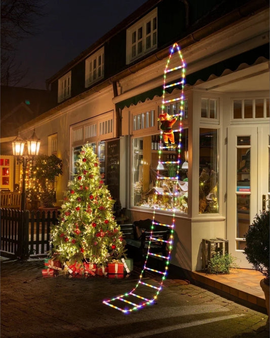 LED-kerstman klimladderlampjes 3 Meter – USB-aangedreven kerstdecoratie voor binnen en buiten (338 LED's, 8 modi) VNP