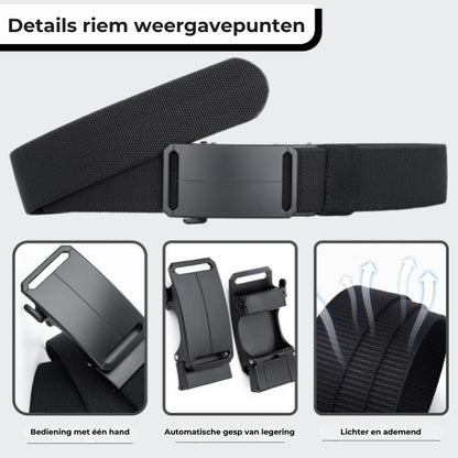 Stretch-fit Tactical Belt – Ultralichte Ratelriem voor Buiten, Werk en EDC