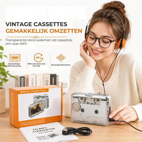 2-in-1 Cassettespeler en Cassette-naar-MP3-Converter