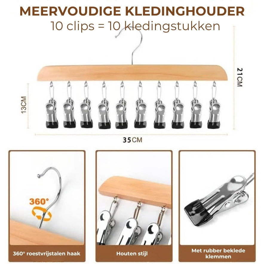 Kledinghanger met 10 klemmen