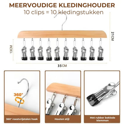 Kledinghanger met 10 klemmen