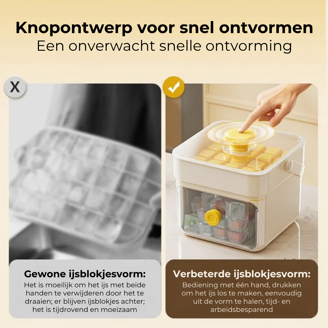 🧊 Ijsblokkenvorm Kubus met Duwfunctie