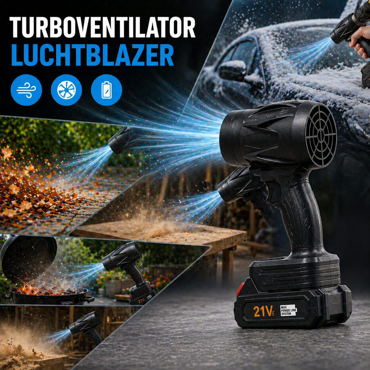 Turboventilator Luchtblazer - Bladeren, Sneeuw, Water en meer