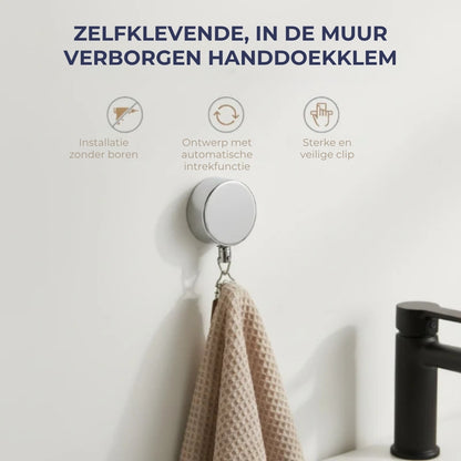 Zelfklevende Handdoekhouder met Automatisch Intrekbare Clip