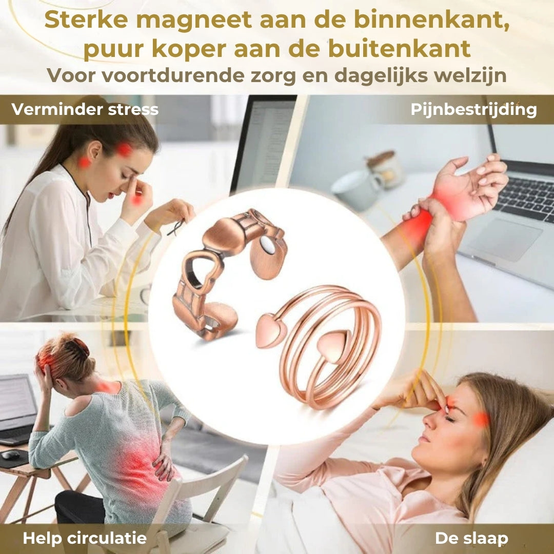 Koperen Wellnessring - Magnetisch en Verstelbaar