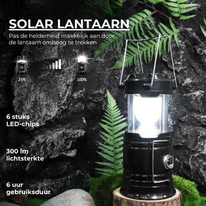 Zonne-energie + USB Campinglantaarn en -zaklamp