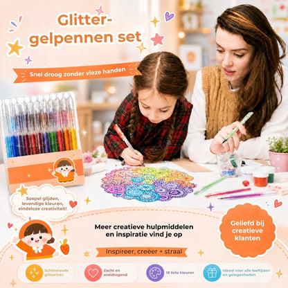 Vlekbestendige Glittergelpennenset