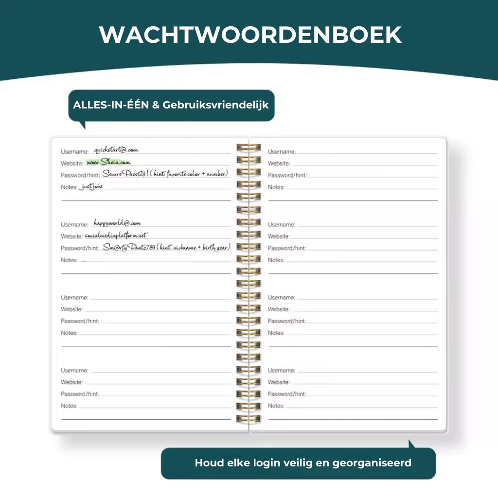 Leuk wachtwoordboek / wachtwoord organizer