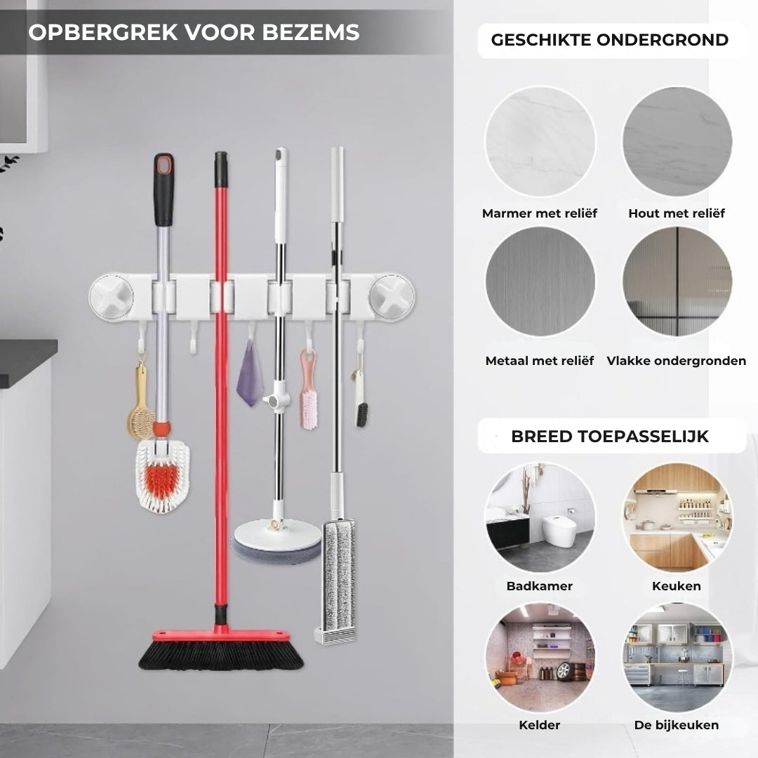 Houderrek voor bezems en dweilen