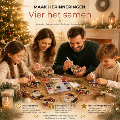 DIY Parel-Diamant Kerstornament Set - 6 Stuks