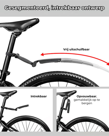 Inklapbare en verstelbare set fietsspatborden
