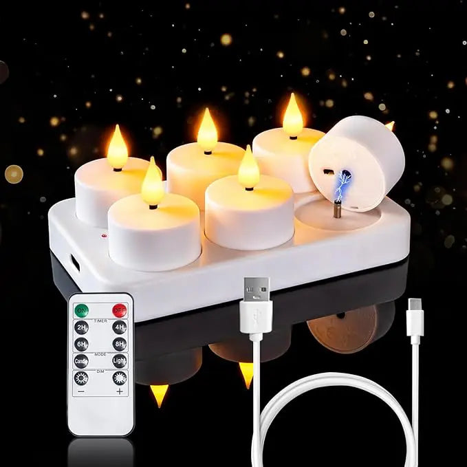 Oplaadbare LED-theelichtjes (zonder vlam) – Creëer een gezellige sfeer – zonder brandgevaar