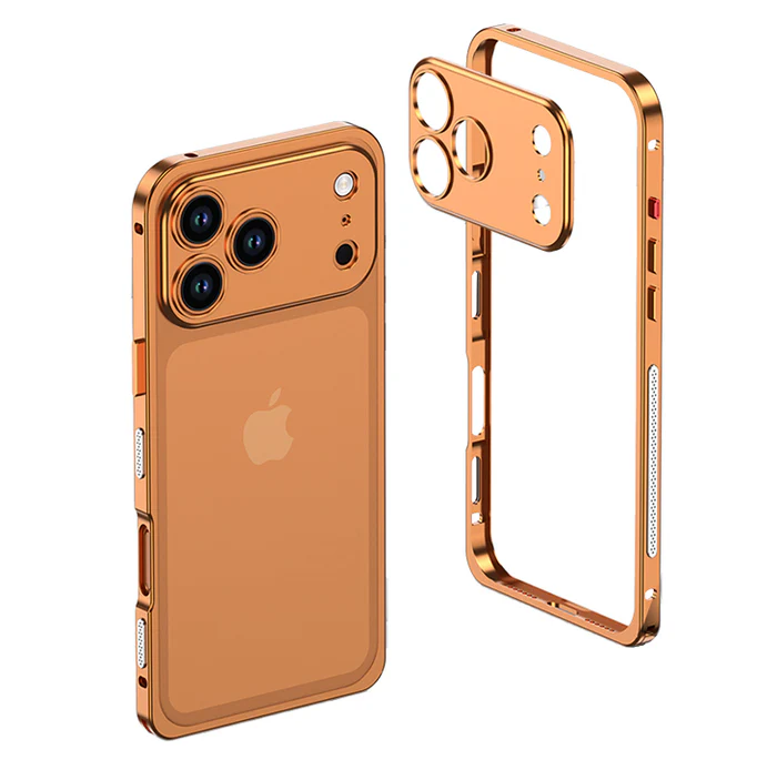 Metalen Bumper iPhone Hoesje met Camera Lens Bescherming en Transparante Achterkant