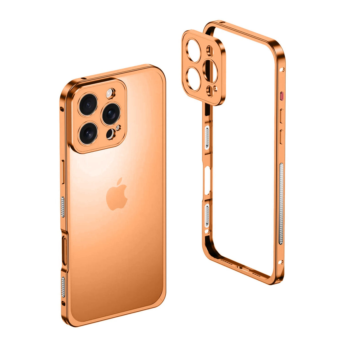 Metalen Bumper iPhone Hoesje met Camera Lens Bescherming en Transparante Achterkant