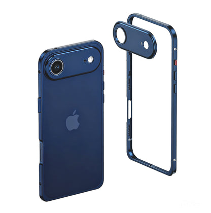 Metalen Bumper iPhone Hoesje met Camera Lens Bescherming en Transparante Achterkant
