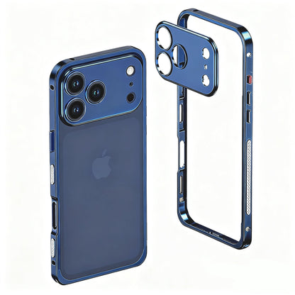 Metalen Bumper iPhone Hoesje met Camera Lens Bescherming en Transparante Achterkant