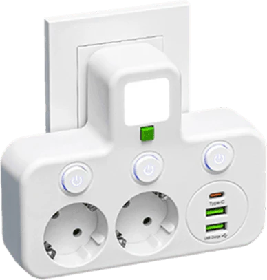 Multipoort EU stopcontactadapter