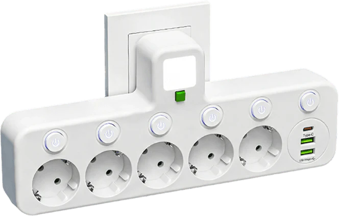 Multipoort EU stopcontactadapter