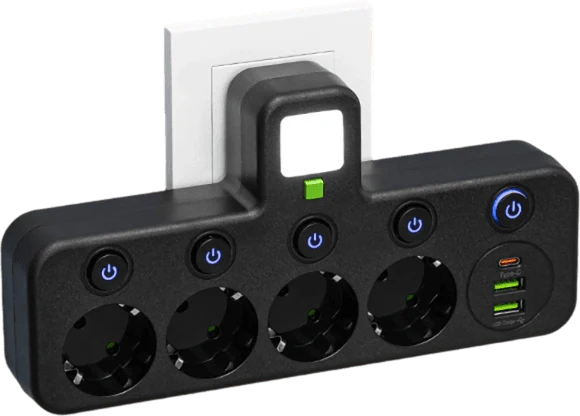 Multipoort EU stopcontactadapter