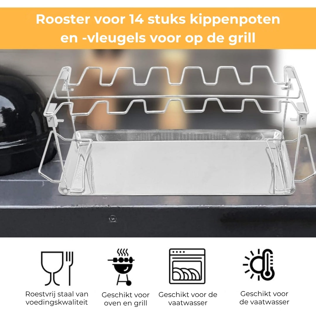 Roestvrijstalen BBQ-rek voor kippenbouten