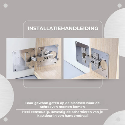 Roestvrijstalen Kastscharnieren Reparatieset - Incl. 4 Platen + 24 Schroeven