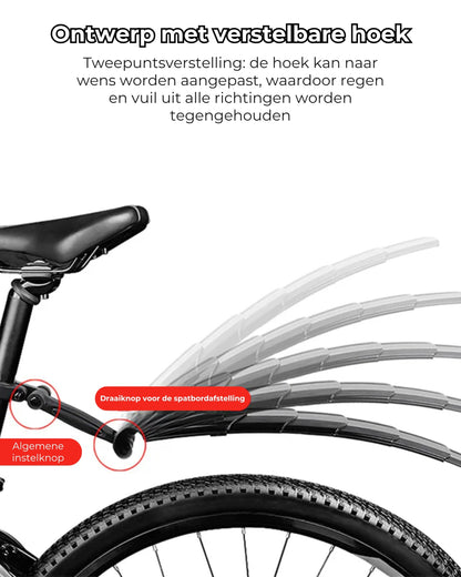 Inklapbare en verstelbare set fietsspatborden