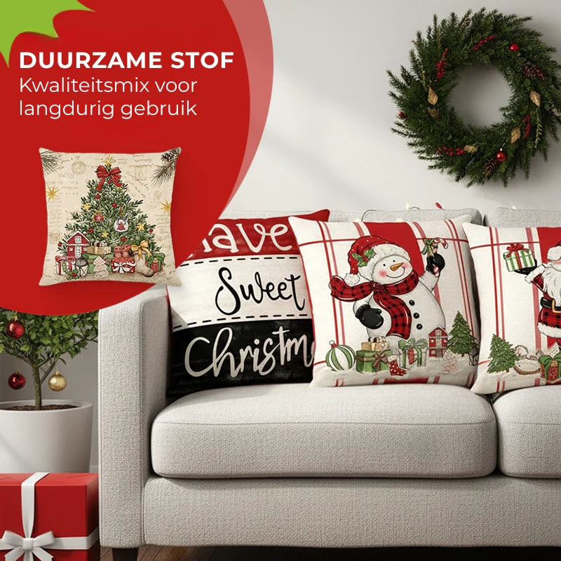 Kussenhoes met kerstmotief