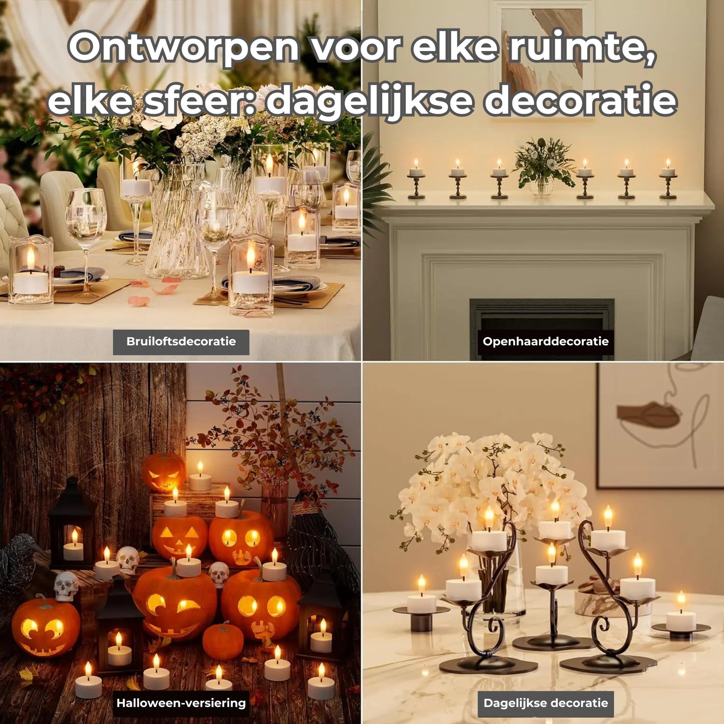 Oplaadbare LED-theelichtjes (zonder vlam) – Creëer een gezellige sfeer – zonder brandgevaar