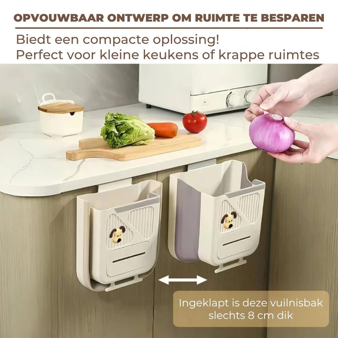 Ruimtebesparende opvouwbare afvalbak
