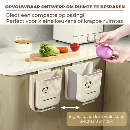 Ruimtebesparende opvouwbare afvalbak