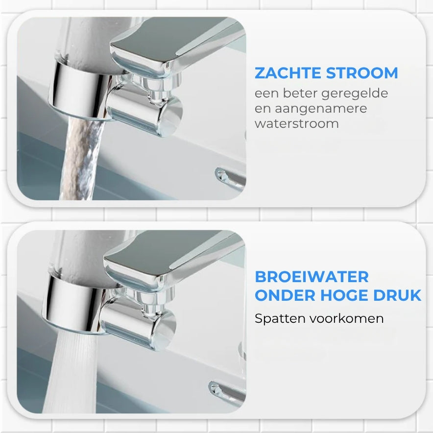 Draaibare kraanfilterkop van 720° – Schoon water, zuinig sproeien, past op elke kraan