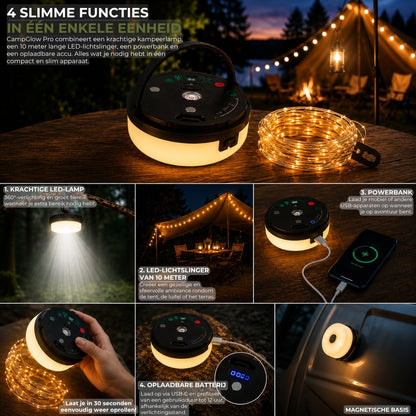 CampGlow PRO - 4-in-1 Oplaadbare Kampeerlamp